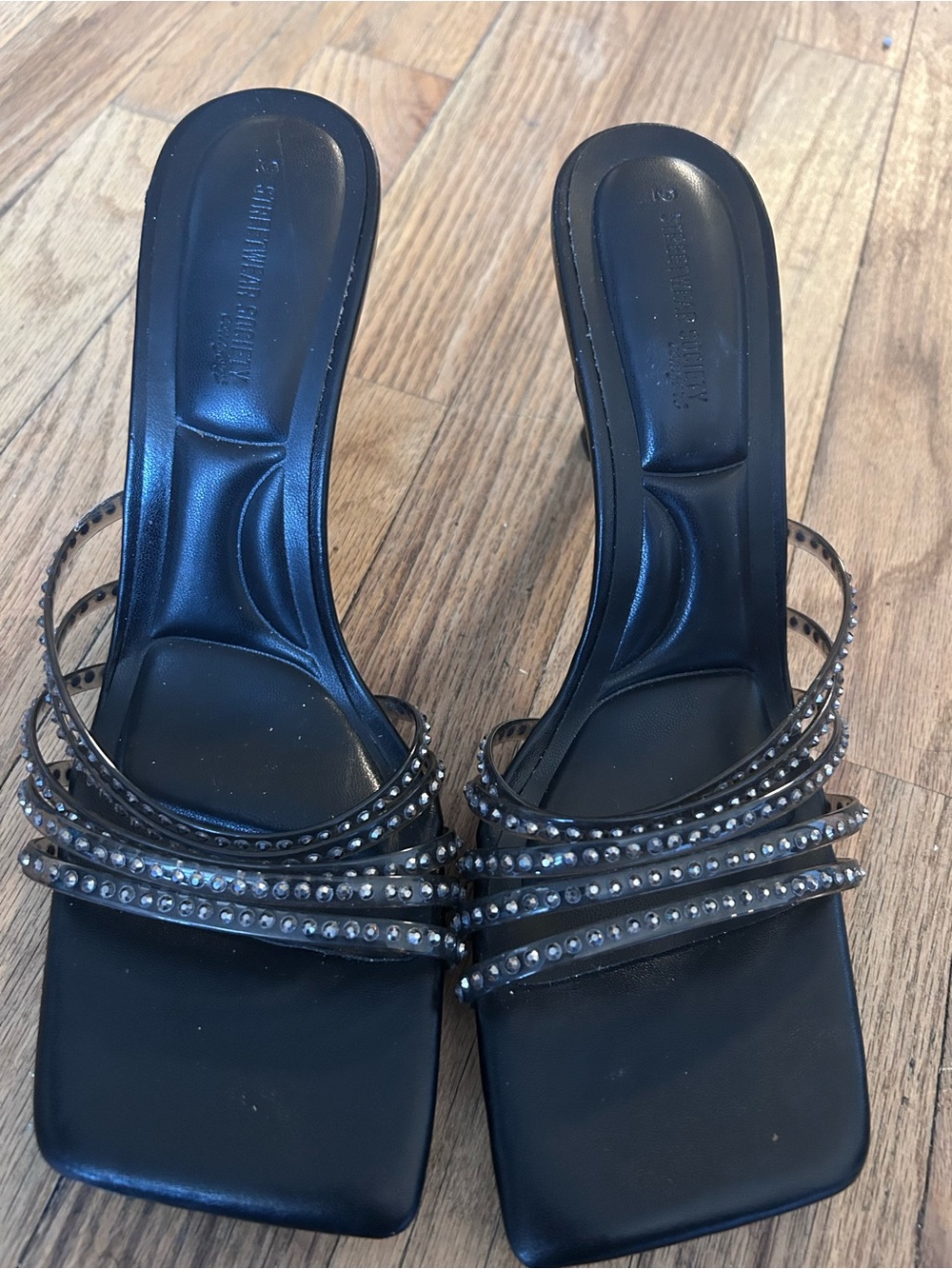 Black Studded Strappy Slide Sandals -  Women